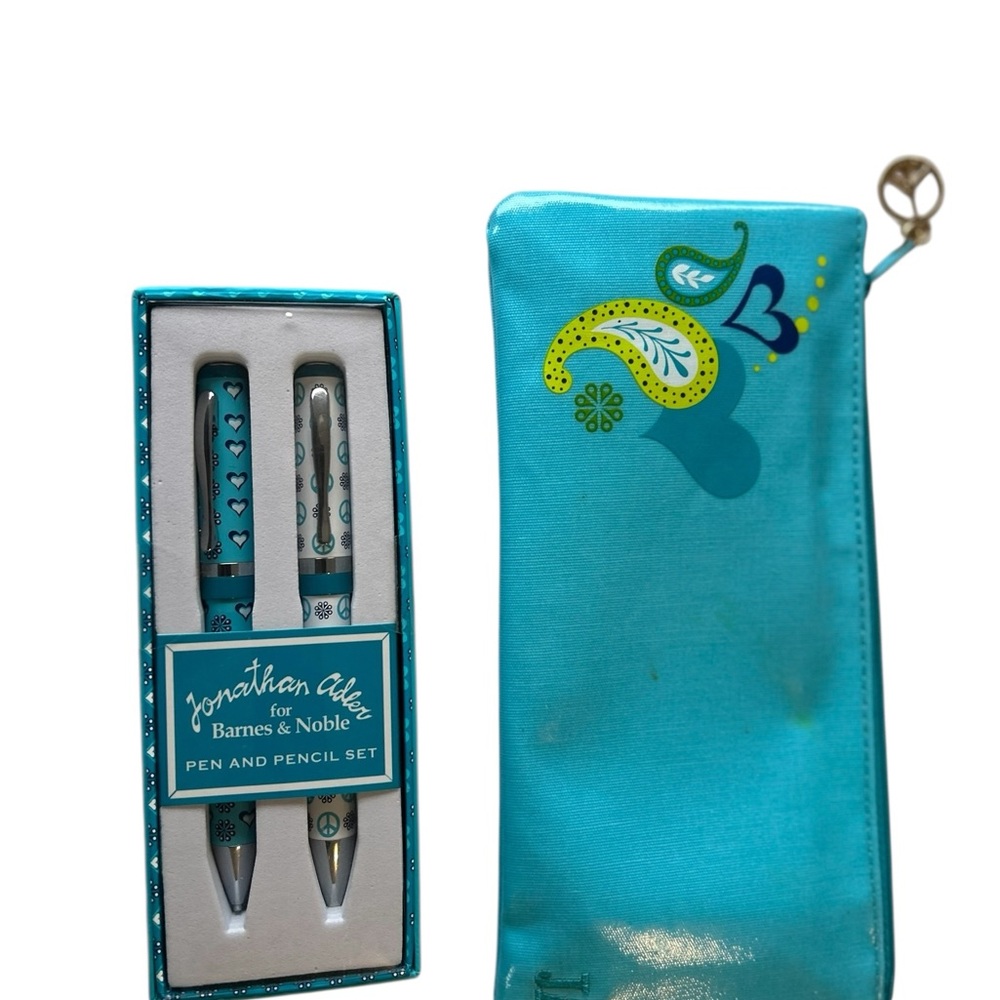 Jonathan Adler for Barnes & Noble Blue and Green “Love Dove” Pen and Pencil Set
